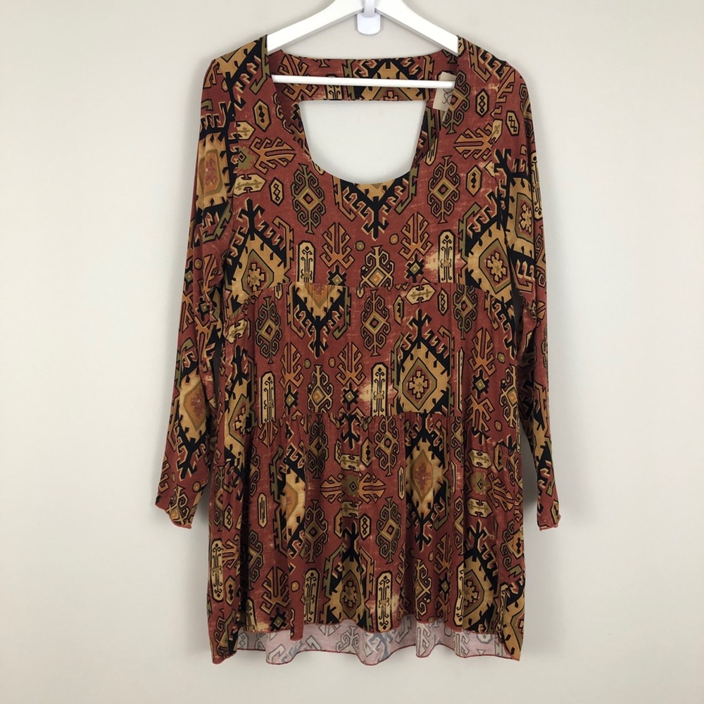 Chaser Long Sleeve Aztec Print Tunic Top